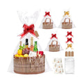 Dreamtop 3 Set Baskets for Gifts Empty, Woven Bamboo Gift Basket Empty Large with Handles, Sturdy Gift Basket Kit Empty to Fill for Christmas Birthday Baby Shower Wedding Gift (Brown)