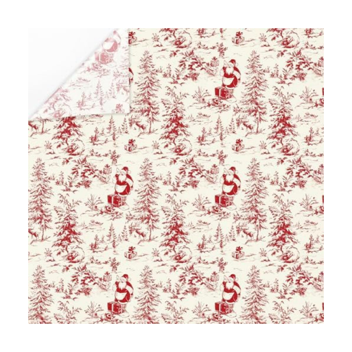 JarThenaAMCS 60 Sheets Toile Vintage Christmas Tissue Paper Red Xmas Tree Santa Claus Wrapping Paper for Winter Home Party DIY Crafts Supplies, 14 x 20 Inch