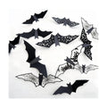 24Pcs Large Halloween Bats Wall Decorations Bats Wall Stickers 3D Self-Adhesive PVC Bats Wall Decals Removable Hollow Bats Window Stickers Walls Clings Decorations for Halloween Party Indoor Supplies