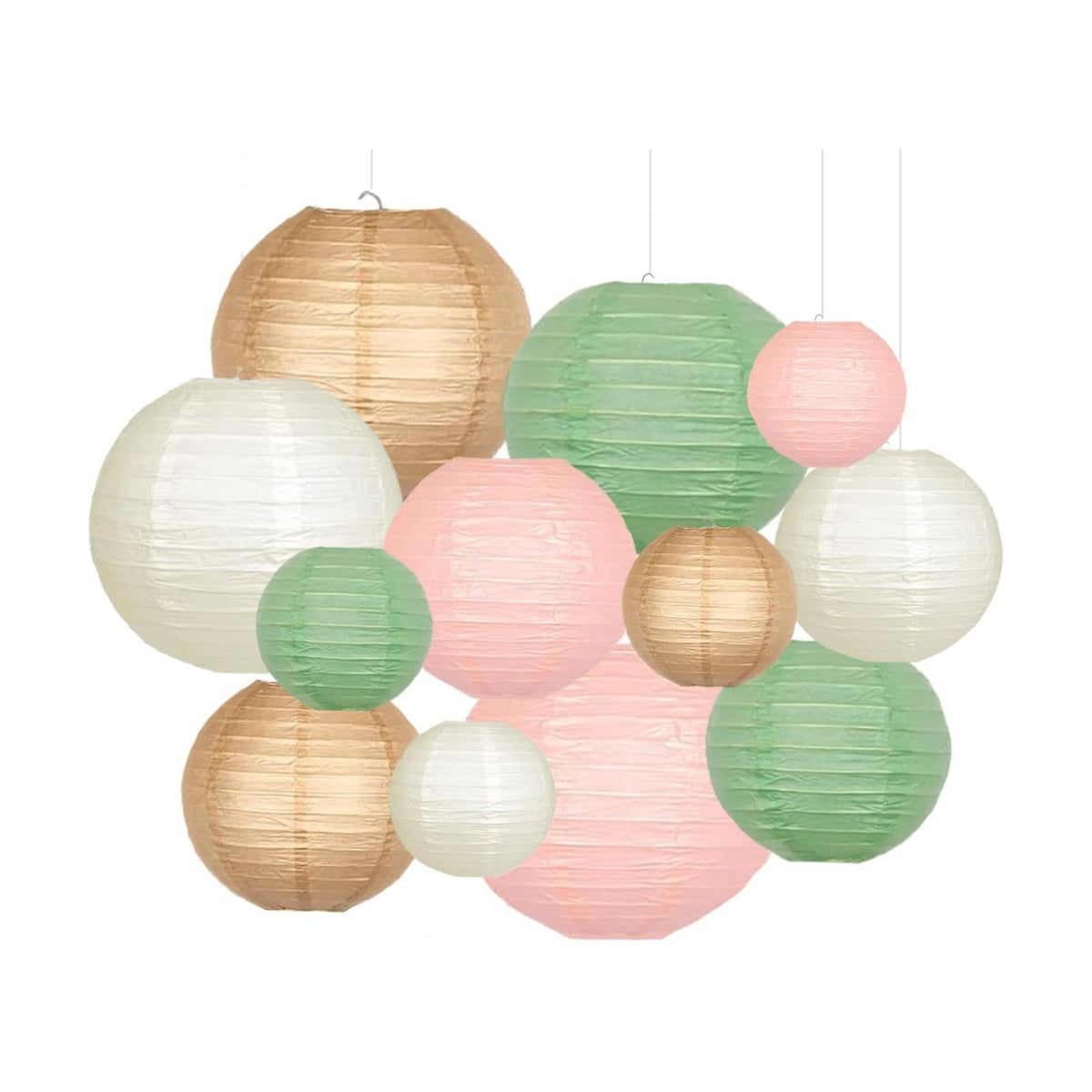 Sage Green Pink Paper Lanterns Decorative 12pcs Wedding Hanging Decorations for Bridal Shower Birthday Rustic Party Neutral Baby Shower Sage Green Home Decor