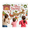 Christmas Coloring Tablecloth 31×72 Inch, Large Table Cover with Santa Claus, Reindeer, Paper Drawing Poster with Christmas Tree, Snowflakes and Gift Designs, Holiday Party Activity and Crafts