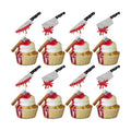 Rsstarxi 24 Pack Halloween Cupcake Toppers Horror Blood Knife Cupcake Picks Have a Killer Birthday Cake Decorations for Halloween Blood Knife Theme Birthday Party Decorations