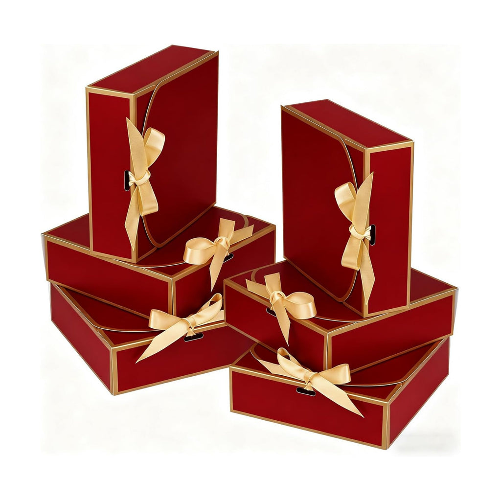 WLUSEAXI 10 Pack Small Gift Boxes with Lids, Red Gift Boxes with Ribbons