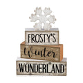 Lineshading 4 Pcs Winter Table Decorations Wooden Snowflake Decor Winter Tiered Tray Decor Rustic Snow Block Signs Gift Farmhouse Snowflake Table Centerpiece for Wonderland Party Kitchen Home