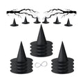 12 PCS Halloween Witch Hat, Black Hanging Witch Hat Costume Accessories Thickened Hanging Wizard Hats Bulk with 109 FT Rope Floating Porch Indoor Outdoor Home Yard Party Supplies