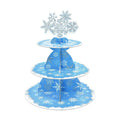 Gistome 3-Tier Snowflake Cupcake Stand – Winter Wonderland Dessert Display Holder for Christmas Party Table, Frozen-Themed Birthdays, and Holiday Decorations
