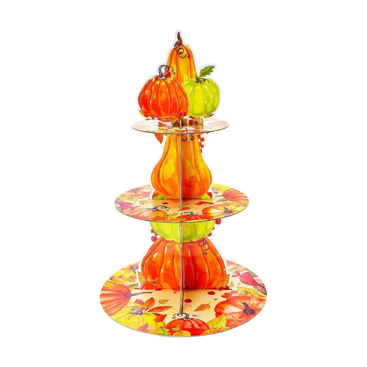Gistome 3-Tier Pumpkin Cupcake Stand – Autumn Harvest Dessert Display Holder for Fall Parties, Thanksgiving Table, and Seasonal Decorations