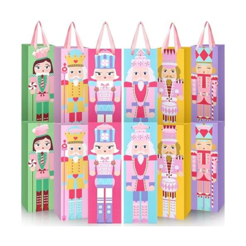 TaoBary 12 Pcs Christmas Wine Bags with Handles, Novel Nutcracker