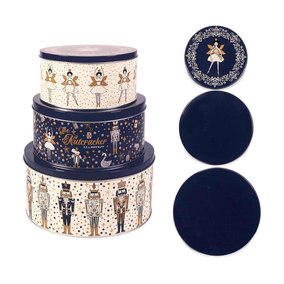 Steel Mill & Co. Round Cookie Tin Set of 3, The Nutcracker