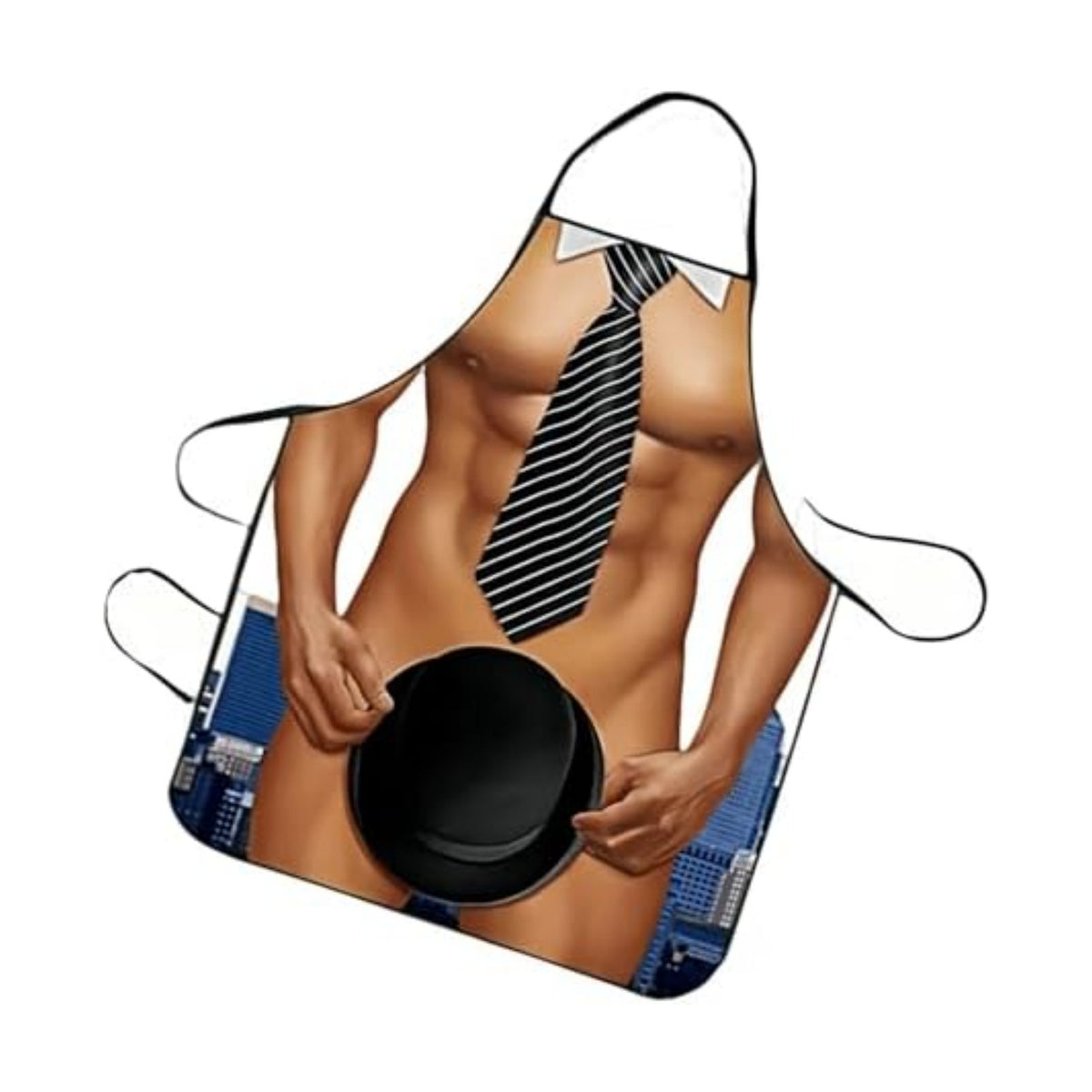 Hilarious Muscle Man Apron for Men - Adjustable Waterproof BBQ Apron, White Elephant Present for Husband and Dad