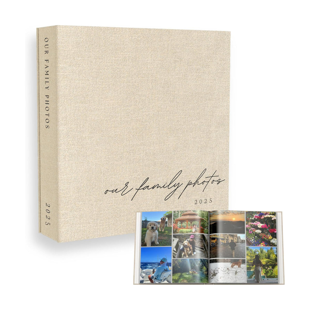 Family Photo Album 4x6 Pictures & Custom 2025 Year Large Linen Picture Book