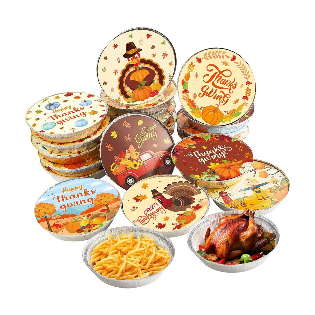 40Sets Thanksgiving Leftover Containers with Lids Thanksgiving to Go Food Container Fall Aluminum Foil Storage Pans Disposable Leftover for Party Baking Roasting Meal Prep Holiday BBQ Table Decoration