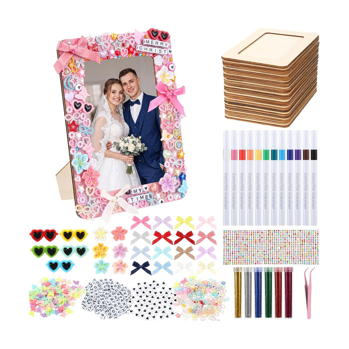 Suncalla Wooden Picture Frame Craft Kit 4x6, 10 Pcs, Rectangular Shape