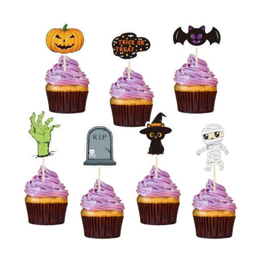 NACHLYNN 70pcs Halloween Cupcake Toppers Spooky Haunted House Night Party Fruit Cake Decoration Favors