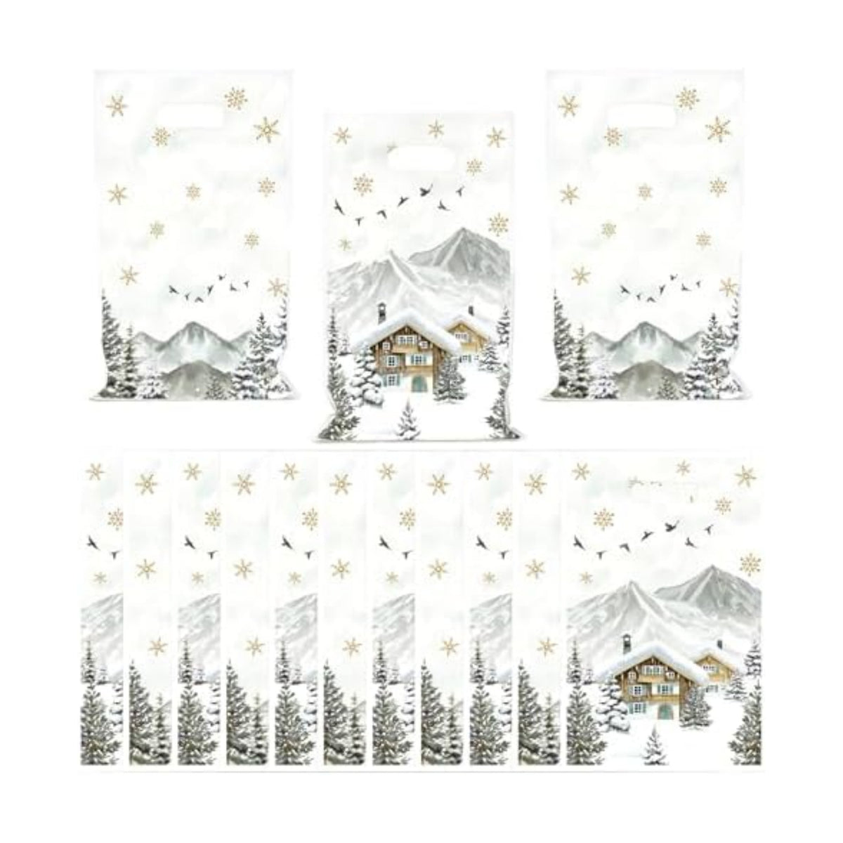Haooryx Winter Camping Party Favor Bags Adventure Candy Treat Bag Gift Wrap