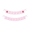 Strawberry Happy Birthday Banner Decorations, Pre-Strung Letter Garland with Berry Accents for Girls Birthday Party, Baby Shower, Indoor Outdoor Wall Decor and Photo Backdrop, Pink