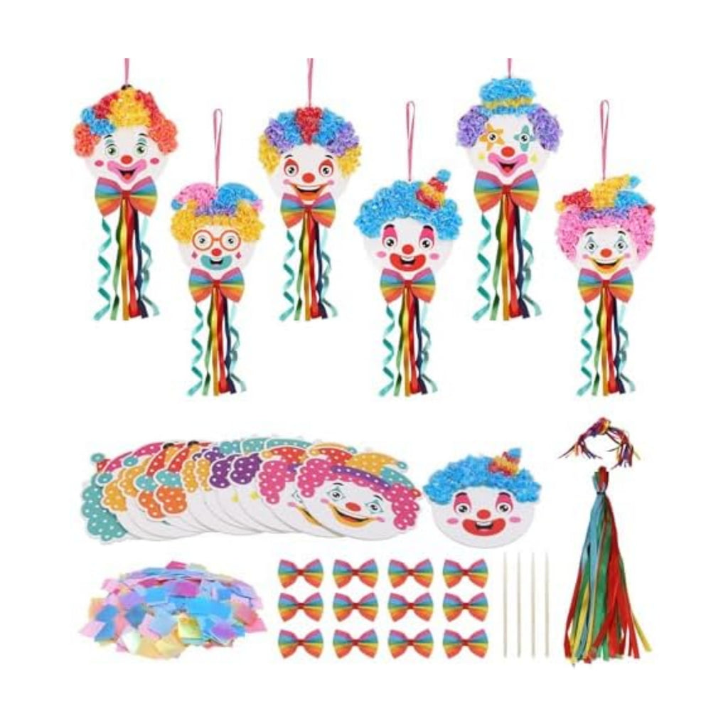 Fennoral 12 Pack Clown Craft Kit for Kids Make You Own Carnival Circus Poke in Art Craft Kits DIY Carnival Creative Activity Birthday Party Decoration