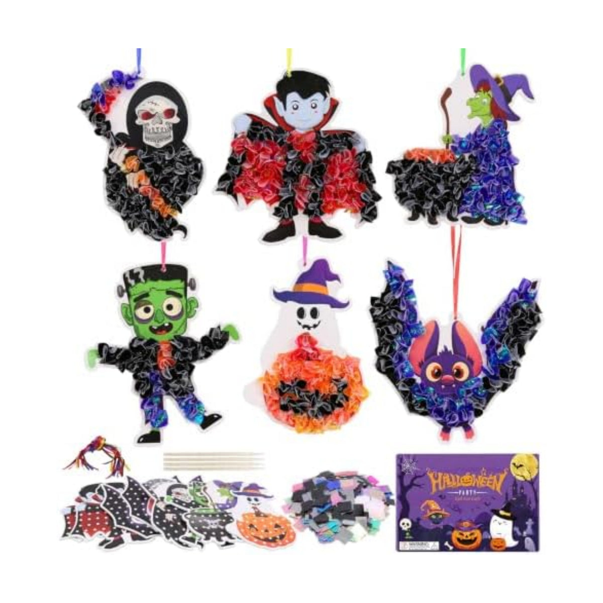 Fennoral 12 Pack Halloween Craft Kit for Kids Make You Own Poke in Arts and Crafts DIY for Kids Boys Girls Party Supplies Halloween Decoration