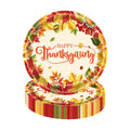 24pcs Thanksgiving Paper Plates Fall Party Supplies Disposable Dinnerware Tableware Maple Leaf-themed paper plates for Thanksgiving Dinner Party 9 in