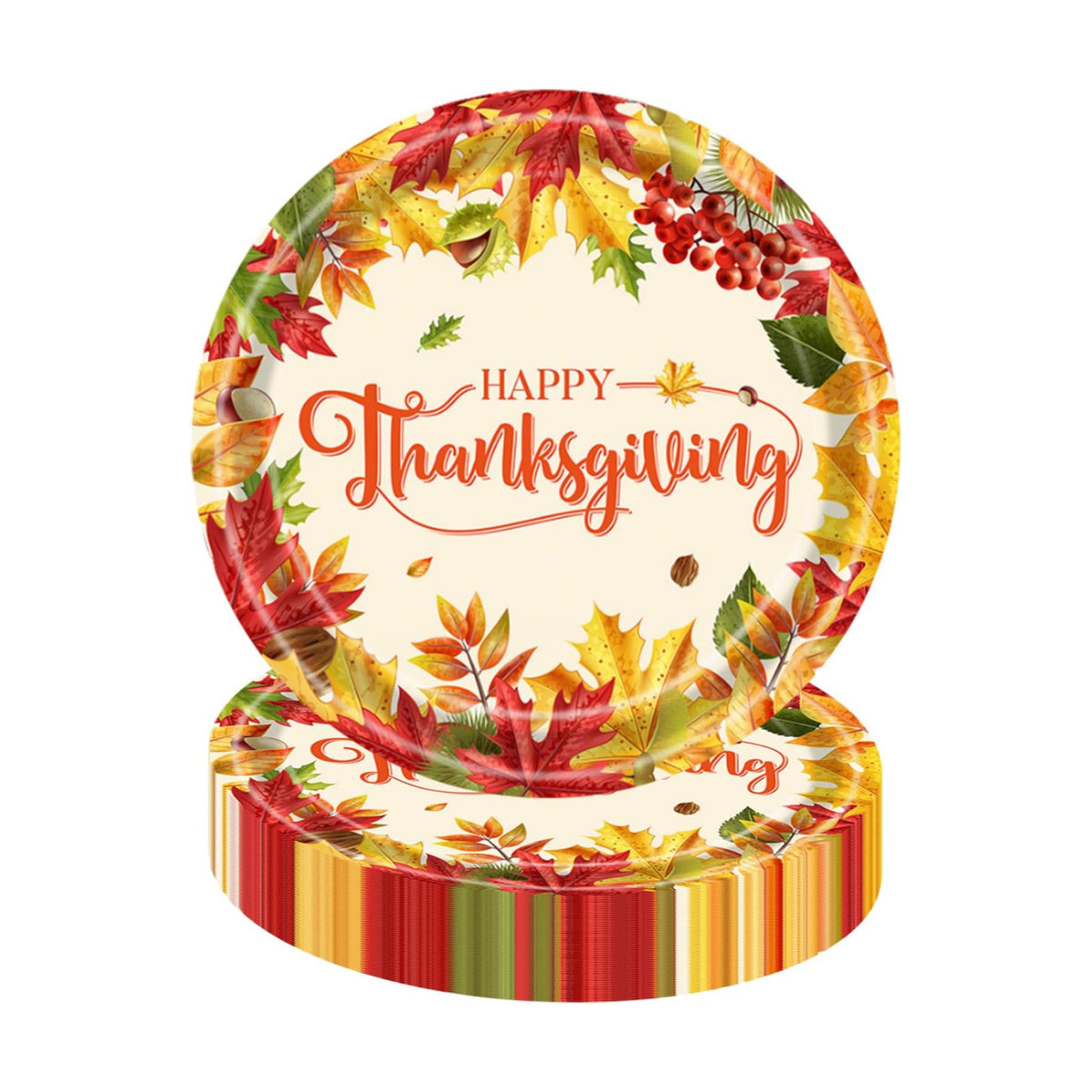 24pcs Thanksgiving Paper Plates Fall Party Supplies Disposable Dinnerware Tableware Maple Leaf-themed paper plates for Thanksgiving Dinner Party 9 in