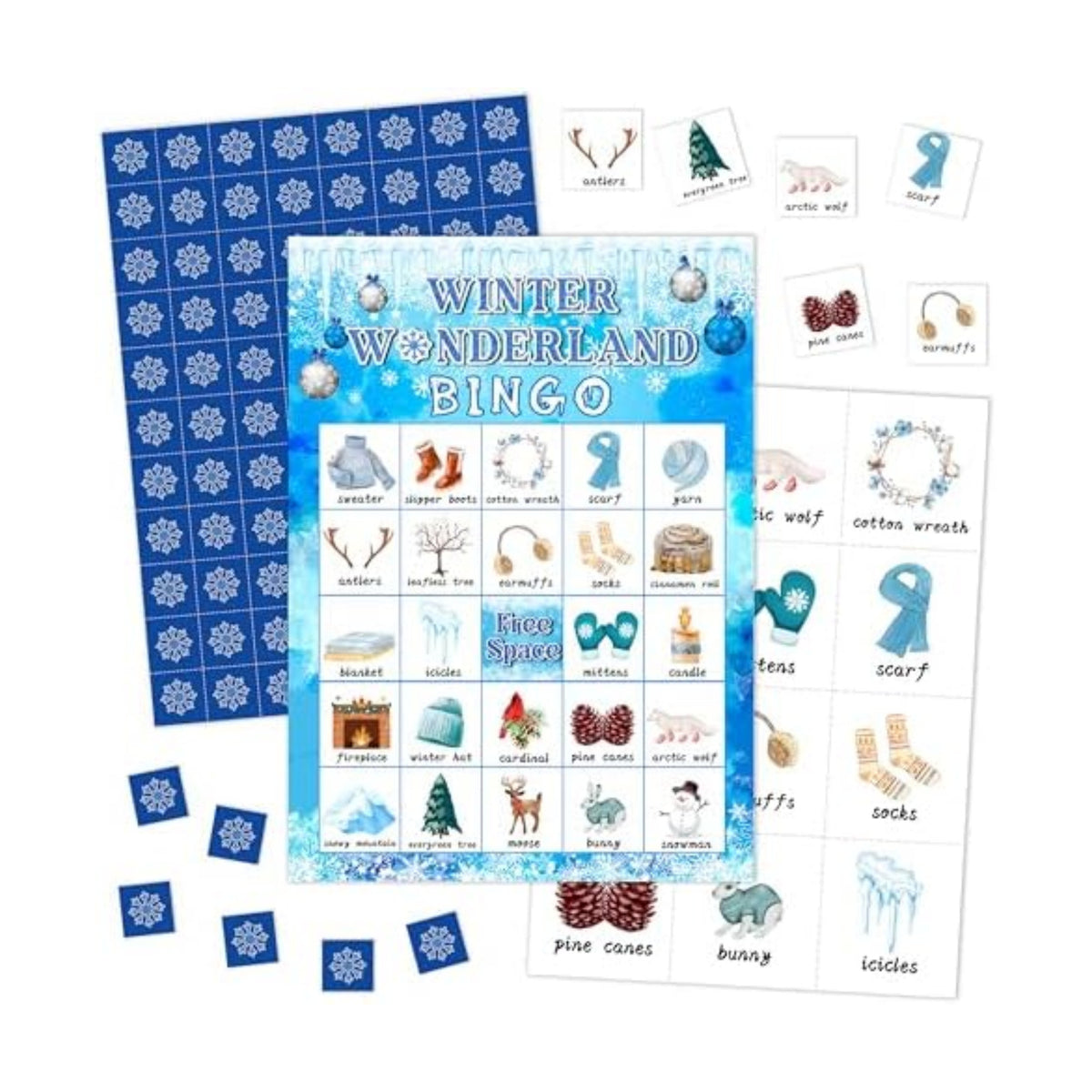 Winter Bingo Games Cards For Adults, Christmas Bingo Cards For Party, Snowman Xmas Party Decorations Favors Supplies, Merry Christmas Game For Family Friends, Holiday Games For 24 Players -12