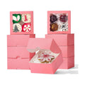 100 Pack 4x4x2 Inches Pink Bakery Boxes with Clear Window Perfect for Packaging Macaron Ores Chocolate Truffle Strawberry Cookie Donut Pie Treat Boxes for Wedding Valentine's Birthday