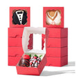 3.2x3.2x1.5 Inches 50PCS Mini Bakery Boxes with Window for Cookies, Soap, Chocolate Truffle, Donut, Macaron(Red)