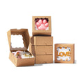 3.2x3.2x1.5 Inches 50PCS Mini Bakery Boxes with Window for Cookies, Soap, Chocolate Truffle, Donut, Macaron(Brown)