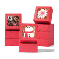 3.2x3.2x1.5 Inches 100PCS Chocolate Truffle Boxes Mini Bakery Boxes with Window for Cookies,Soap,Donut, Macaron,Brownie(Red)