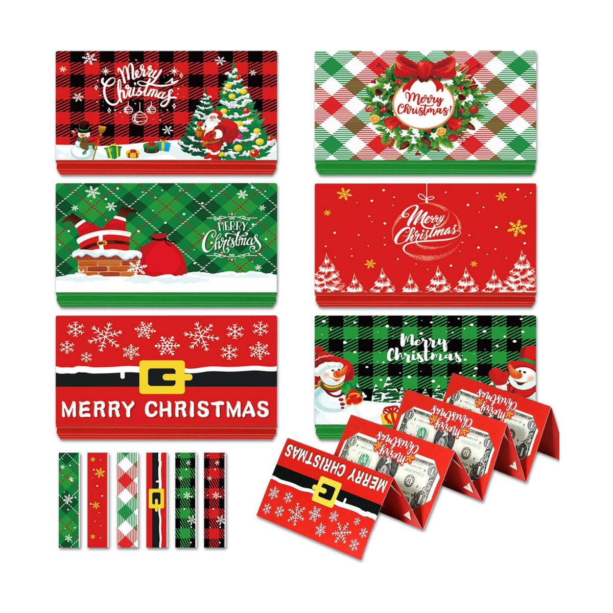 6Pcs Christmas Money Holders Cards Booklet for Christmas Cash Gifts