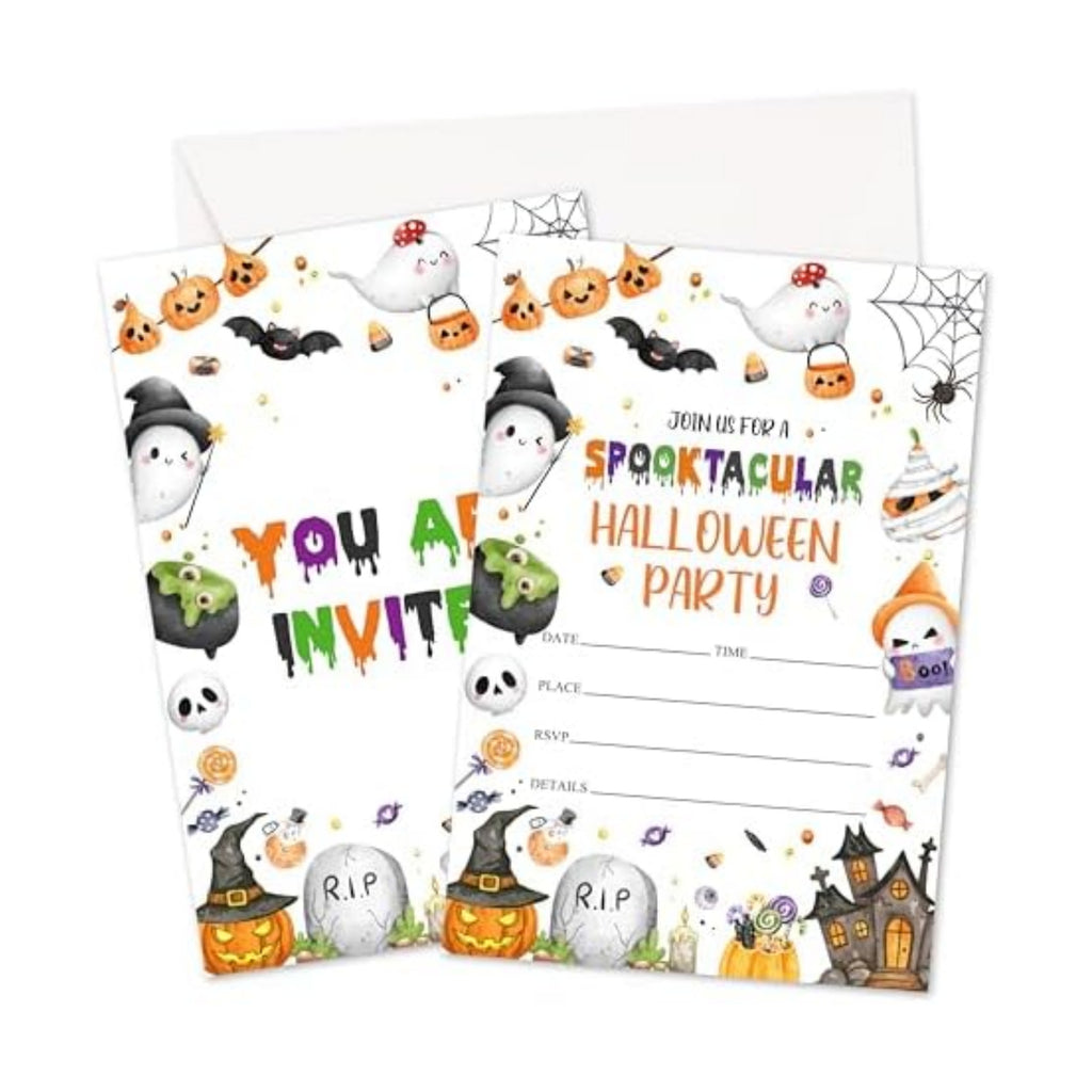 Halloween Party Invitations, Pumpkin Ghost Invites Cards With Envelopes, Fall Holiday Celebration Favors Supplies, 25pcs Invitation Card for Halloween Wedding Birthday Baby Shower -08