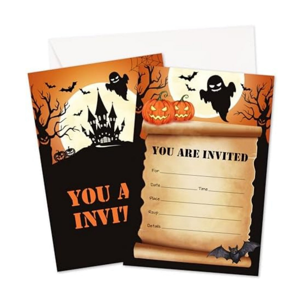 Halloween Party Invitations, Hunting House Invites Cards With Envelopes, Fall Holiday Celebration Favors Supplies, 25pcs Invitation Card for Halloween Wedding Birthday Baby Shower -09