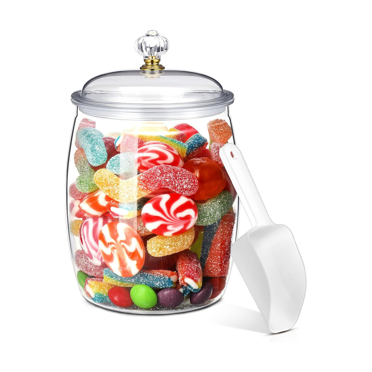 Nuogo Large Candy Jar with Lid Plastic Kitchen Storage,0.5 Gallon/64 Oz