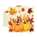 50 Pcs Fall Pumpkin Leaves Paper Napkins Set, 13x13 Inches Unfolded – Disposable Autumn Harvest Cocktail Napkins for Thanksgiving, Friendsgiving, and Fall Party Table Decorations