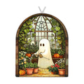 Halloween Stained Glass Ghost Plant Ornament, Suncatcher Decor