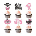 Ercadio 30Pcs Pink Halloween Baby Shower Cupcake Toppers A Baby Is Brewing Cupcake Picks for Boo Theme Gender Reveal Girls Halloween Birthday Cupcake Cake Decors Supplies