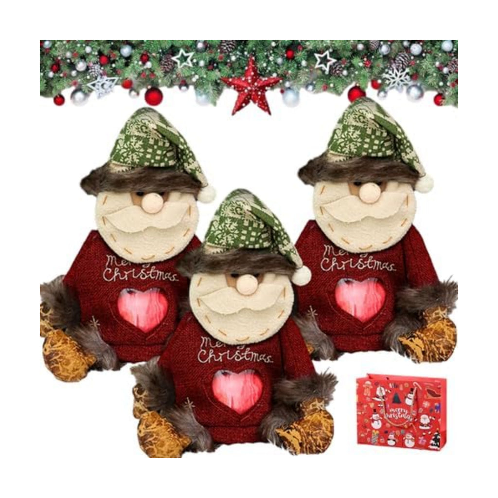 Yrcasu Christmas Gift Bags Zipper Design, Large Capacity Christmas Gift Bags, Reusable Christmass Gift Storage Bags - 3 Shapes (Snowman, Santa, Elk) for Chritmas Party Decor Candy and Gift (3Pcs A)