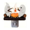 Ghosts Roasting Marshmallows Night Light, Halloween Nightlight Plug In Lamp