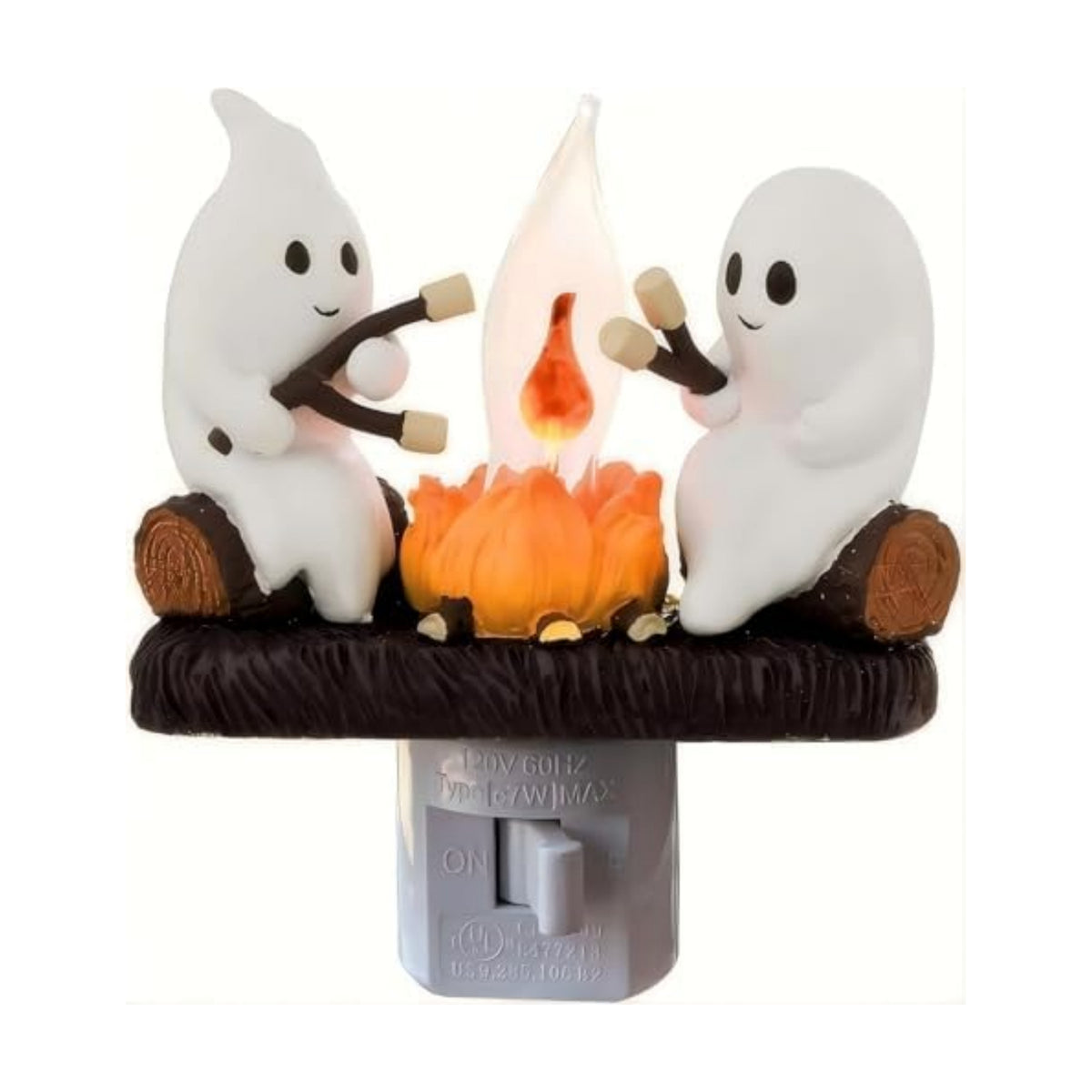 Ghosts Roasting Marshmallows Night Light, Halloween Nightlight Plug In Lamp