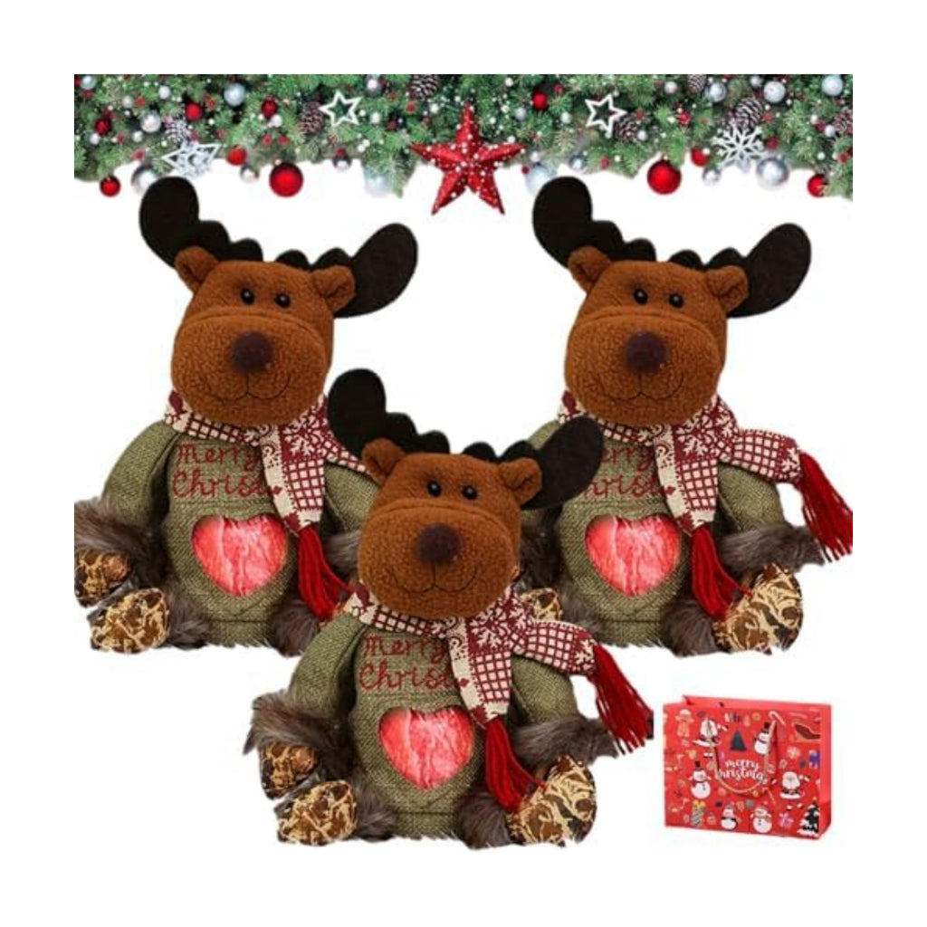 Yrcasu Christmas Gift Bags Zipper Design, Large Capacity Christmas Gift Bags, Reusable Christmass Gift Storage Bags - 3 Shapes (Snowman, Santa, Elk) for Chritmas Party Decor Candy and Gift (3Pcs C)
