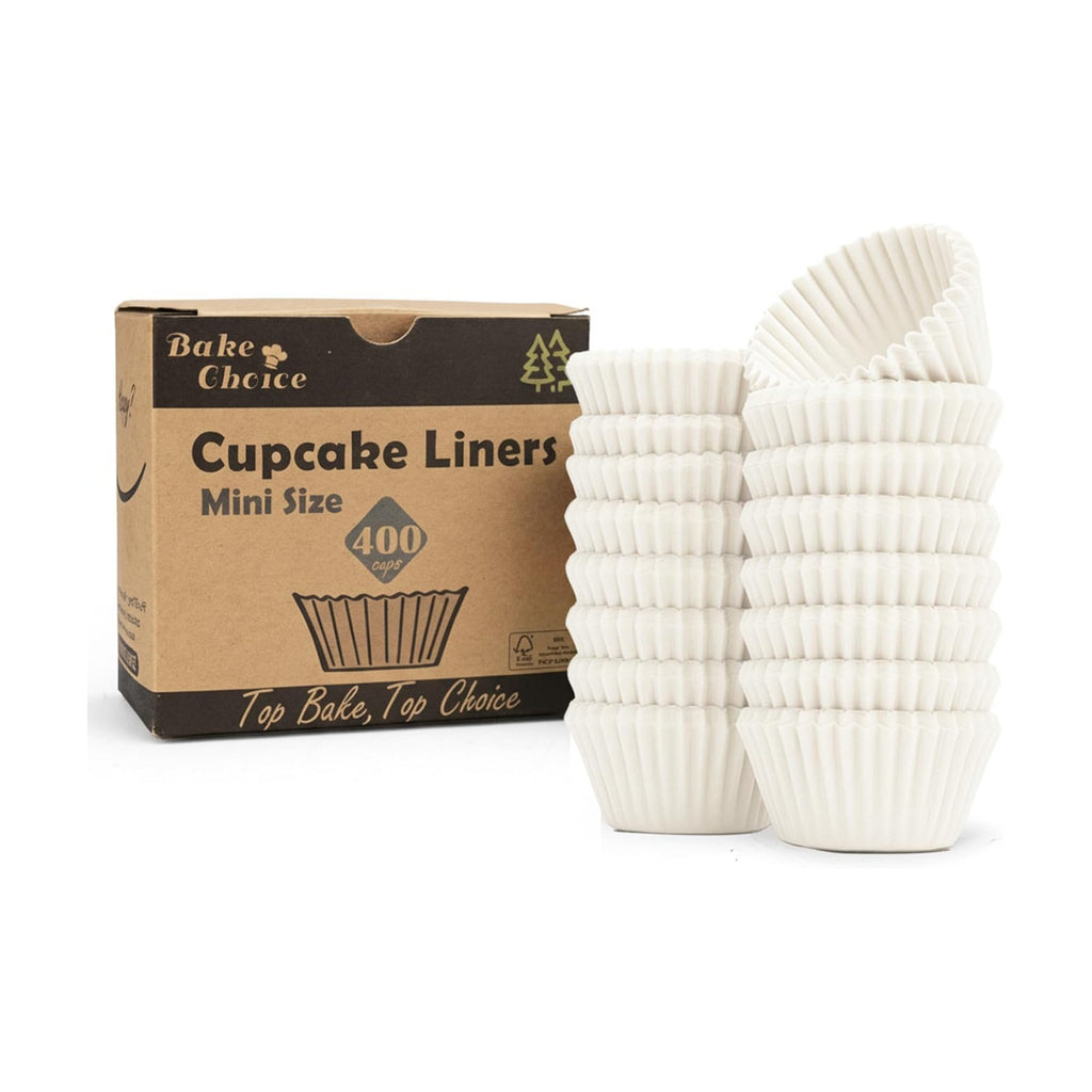 Bake Choice 400pcs White Cupcake Liners for Baking, Mini Muffin Liners