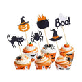 24 PCS Halloween Cupcake Toppers,Glitter Spider Witch Hat Spooky Little Boo Ghost Cat Pumpkin Cupcake Picks for Halloween Theme Baby Shower Kids Birthday Party Cake Decorations