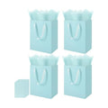 Epoesch 4 Pack Sky Blue Gift Bags with Handles and 8 Tissue Papers