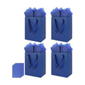 Epoesch 4 Pack Deep Blue Gift Bags Handles and 8 Tissue Papers