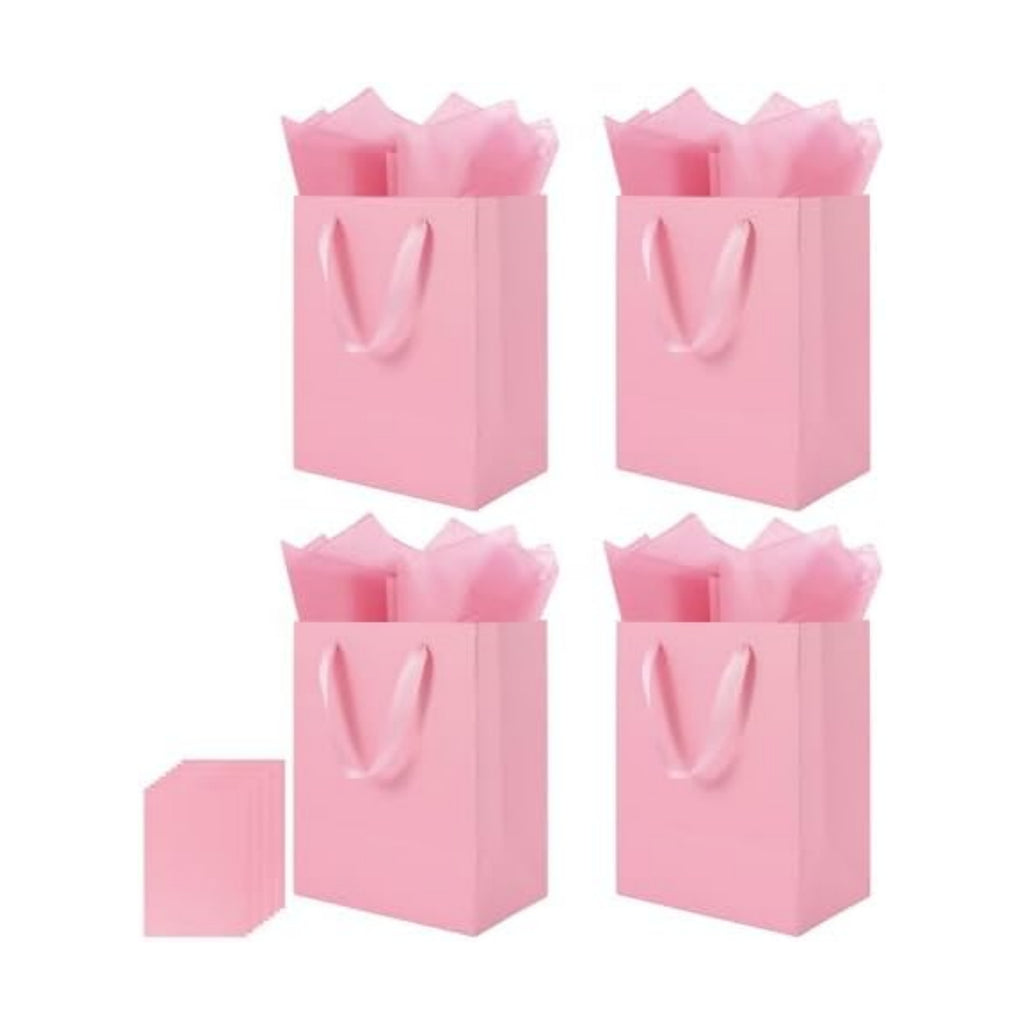 Epoesch 4 Pack Pink Gift Bags with Handles and 8 Tissue Papers