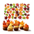 50 Pcs Edible Cake Decorations Cupcake Toppers Fall Maple Leaves Pine Cones