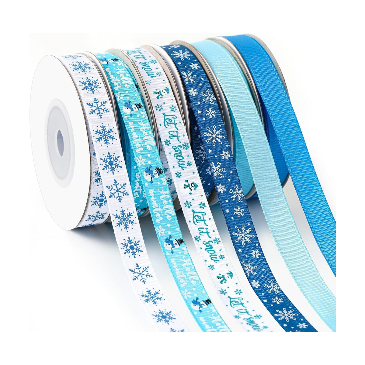 DECYOOL Winter Ribbons for Gift Wrapping, 6 Rolls 60 Yards Christmas Ribbon