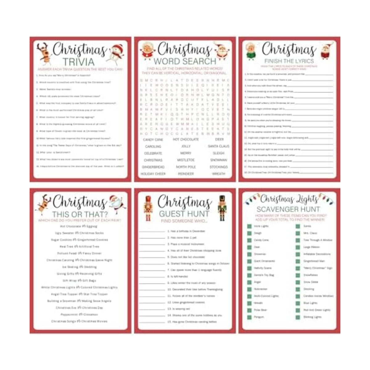 Sinload 300 Pcs Christmas Trivia Game Cards for Adults Family Coworkers