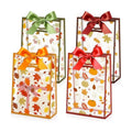 Capoda 24 Pcs Fall Gift Bags Bulk Autumn Plastic Party Favor Bags with Die Cut Handles Reusable Fall Harvest Pouch with Ribbon for Autumn Harvest Thanksgiving Party Decor Supplies