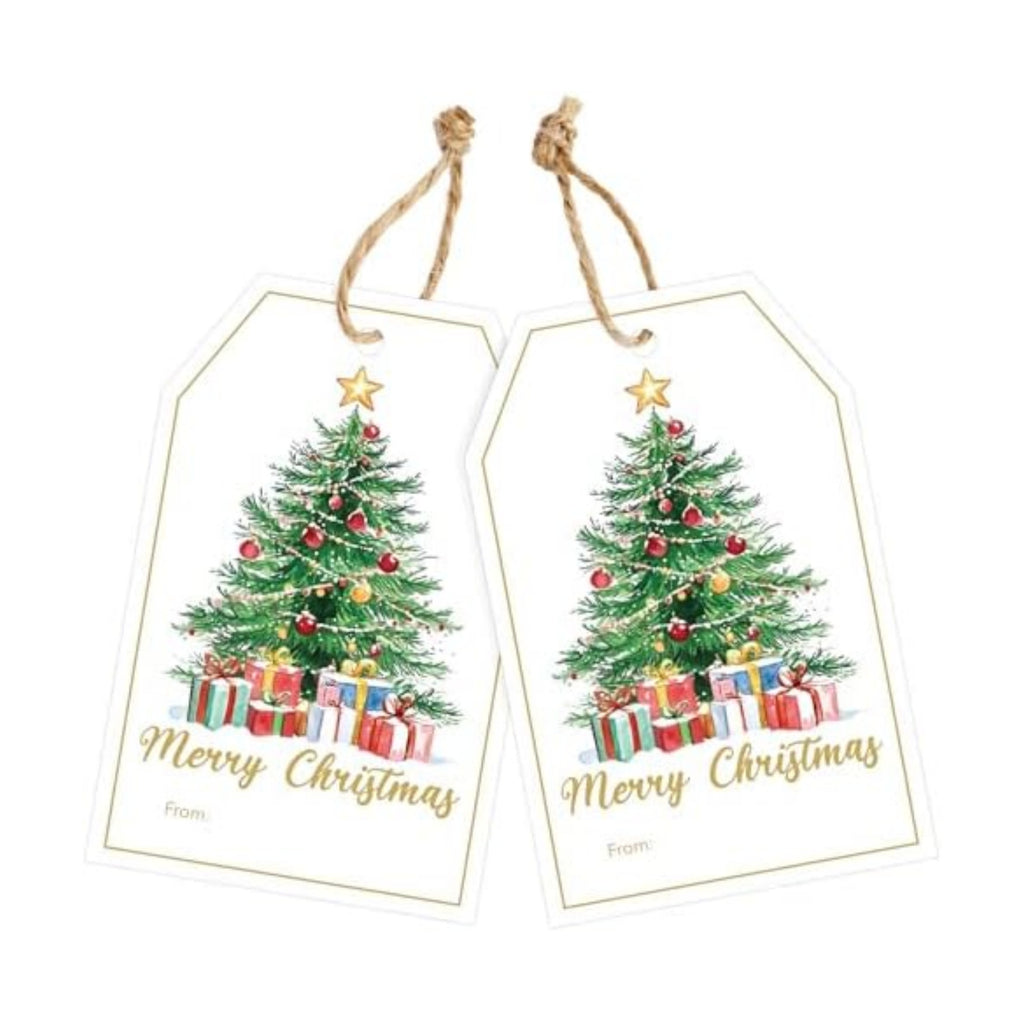joycraft 50Pcs Merry Christmas Tags with String, Christmas Tree Gift Tags